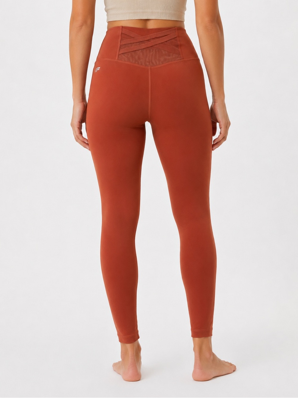 Fabletics Motion365 Leggings XXS Rust Mesh Criss Cross Back Pocket High Waist